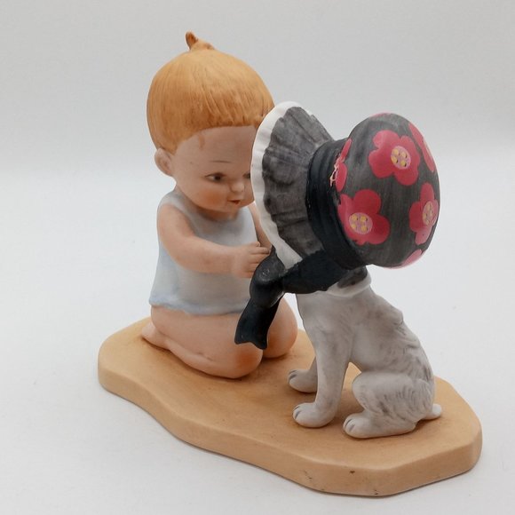 Dog Gone It A Bonnet Figurine Old Heirloom Tradition Vintage Puppy Child - Picture 7 of 11